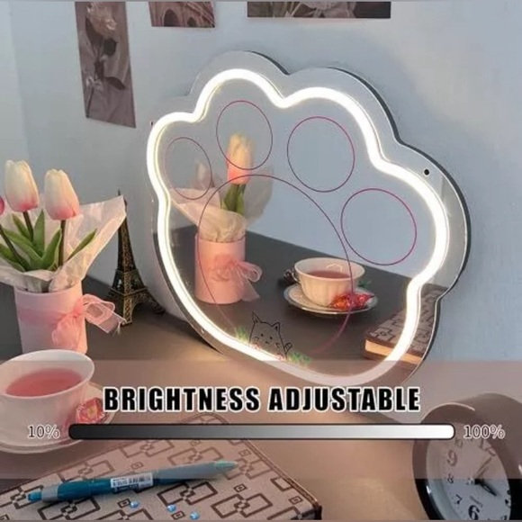 Neon Kitty Cat 🐱 Paw Light Up Safety Mirror - Picture 2 of 10